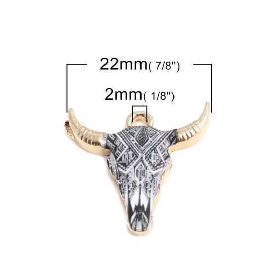 *10* 22x21mm Black & White Enamel Cow Head Charms {5}