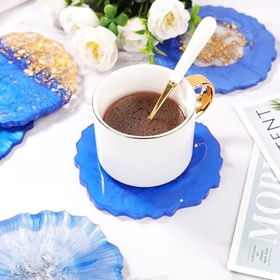 LET'S RESIN Epoxy Resin,Resin Coaster Molds Kit,16oz Resin Starter Kit for Beginners,Include Epoxy Resin,Coaster Molds, and Mica Powder for Resin Casting, Ideal Christmas Gift Set {6}