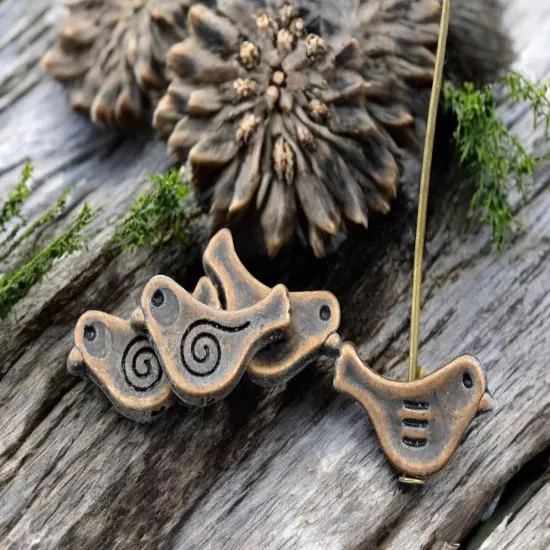 *50* 9x15mm Antique Copper Bird Beads {3}