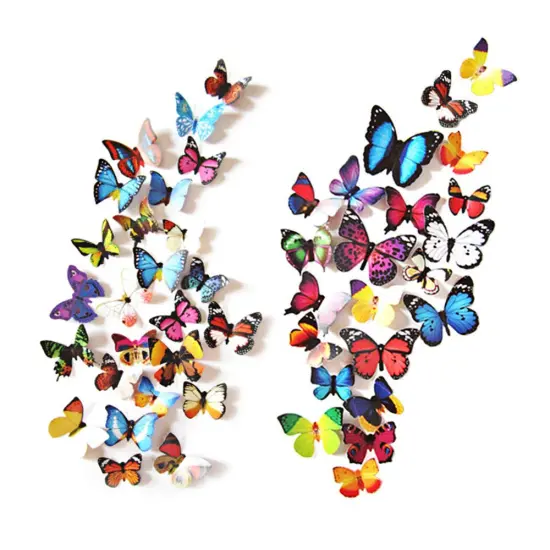 80pcs Butterfly Wall Decor - Plastic Butterflies Wings Foldable Removable Waterproof Reusable Mural Wall Stickers for Home Room Bedroom Nursery Party Wedding Decorations {1}