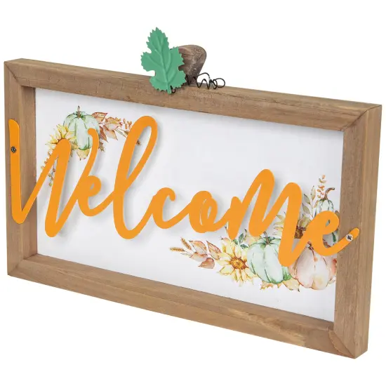 Northlight Pumpkins and Sunflowers Welcome Fall Harvest Wall Sign - 11" Beige {5}