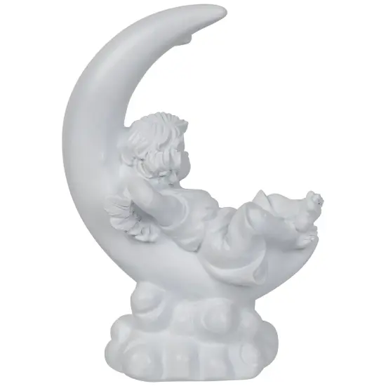 Northlight Boy Cherub Resting on Crescent Moon Statue - 7.25" White {7}