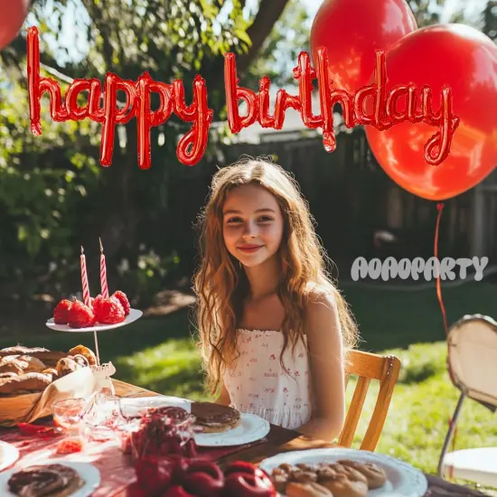 Red Happy Birthday Balloon Banner 16Inch Mylar Foil Happy Birthday Letters {4}