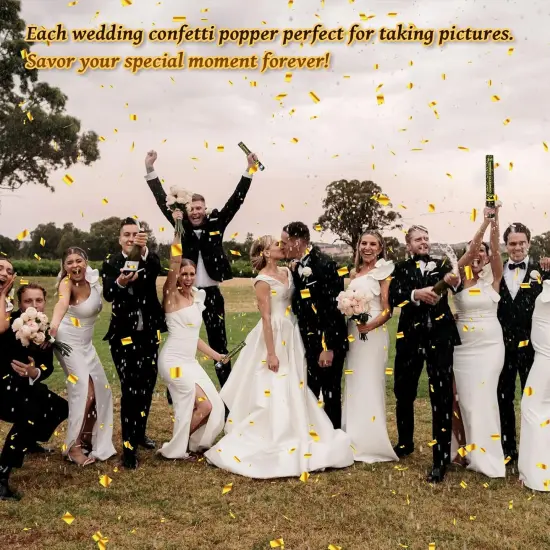 Confetti Cannon Gold Party Poppers 12 Pack Confetti Party Cannon Shooters for Celebrations Wedding Birthday Graduation Golden Foil 12 inch Confetti Poppers for Christmas New Year Eve Party Supply {5}