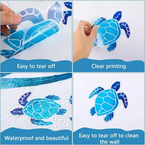 Nuanchu 28 Pcs Under The Sea Wall Decals Glow in The Dark Sea Turtle Ocean Grass Seaweed Jellyfish Peel Stick Underwater Wall Decoration for Kids Bedroom Bathroom Toilet (Vivid Style) {2}