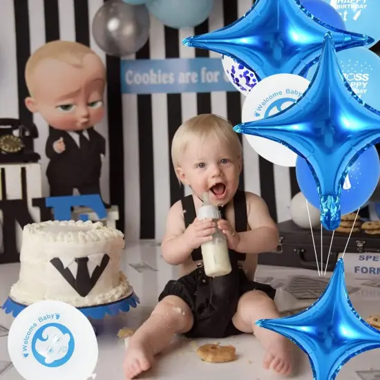 18inch Star Shape Foil Mylar Balloon,30 pcs Blue Four Angle Star Balloons for Birthday Party,Wedding,Valentine's Day, engagement party，Christmas,Baby Shower Backdrops Decorations {3}