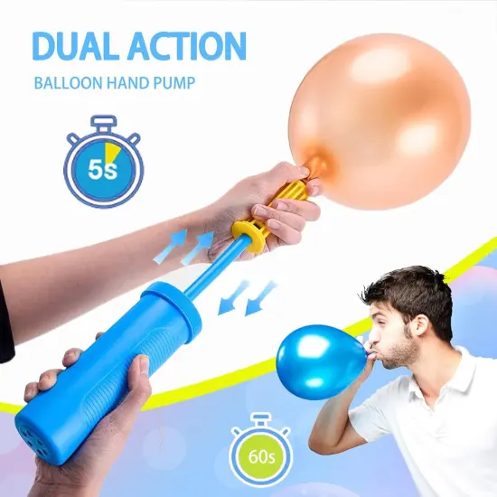 Balloon Hand Pump,Balloon Pump Hand Two-Way Dual Action,Air Pump for Balloons for Birthday Party Decorations, Portable Hand Pump for Balloons. (Pack of 1) {3}