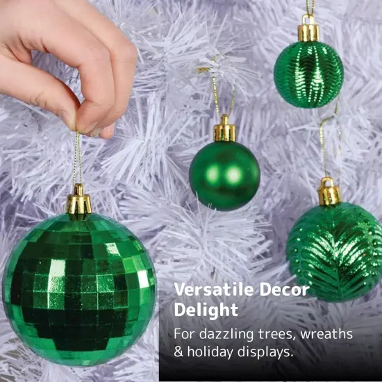 36-Piece Green Christmas Ornaments Set - Shatterproof Christmas Tree Balls - 6 Styles, 3 Sizes with Hanging Loops to Decorate Christmas Tree - Ideal for Indoor and Outdoor Holiday Decor {2}