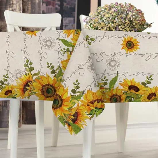 Spring Summer Sunflower Rectangle Tablecloth 60 x 120 Inches, Fall Autumn Flower Floral Decorative Dining Table Cloth, Seasonal Dinner Table Cover Picnic Party Decoration {4}
