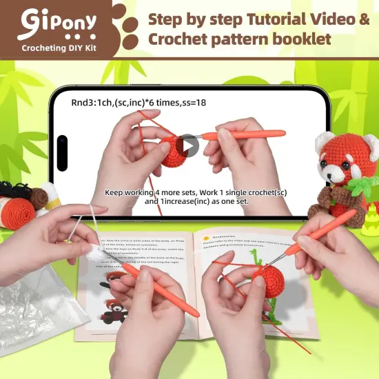 Crochet Kit for Beginners, Crochet Animal Kits, Crocheting Kit for Starters, Learn to Crochet with Step-by-Step Video Tutorials, Beginner Crochet Kit for Adults(Panda) {4}