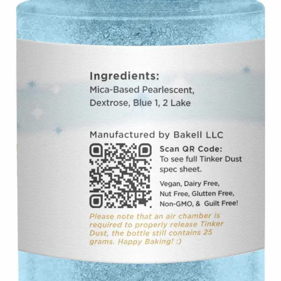 Bakell - Soft Blue Tinker Dust Edible Glitter (25g, 1x Spray Pump) for Food, Desserts, and Beverages! {6}