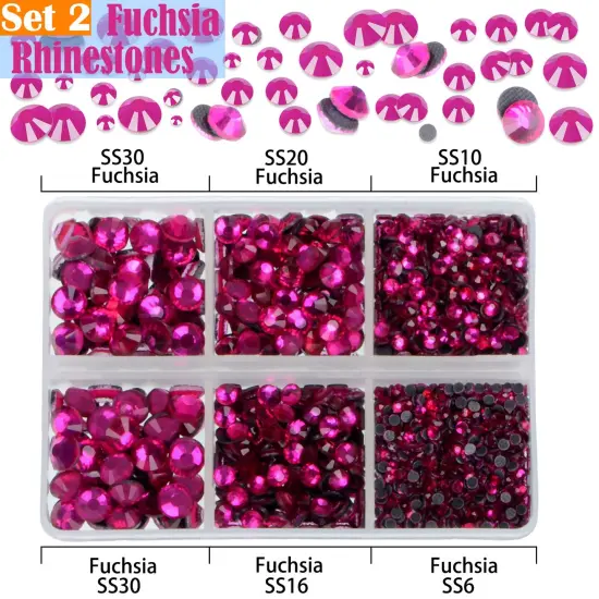 10000pcs Hotfix Rhinestones Flatback Glass Red Pink Fuchsia and Rose Rhinestone with Tweezers and Picking Pen for Crafts Clothes Nail Art {3}