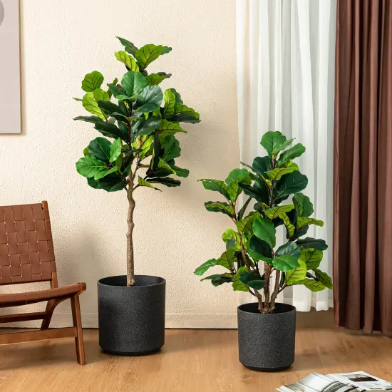 Set of 2 3.5ft & 5ft Faux Fiddle Leaf Fig Trees {1}