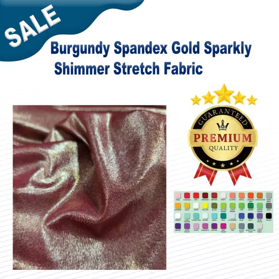 Burgundy Spandex Gold Sparkly Shimmer Stretch Fabric {2}