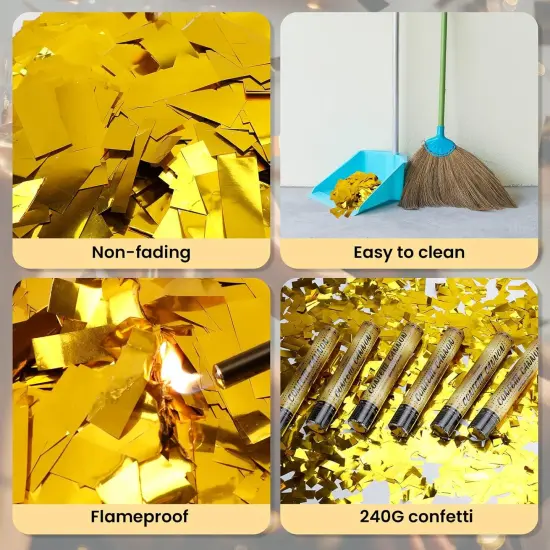 12 Inch Confetti Cannons (6 Pack) &ndash; Gold Mylar Confetti Poppers - Air Powered Party Poppers Confetti Shooters for Birthday, Wedding, Graduation, Christmas, New Year Celebrations {3}
