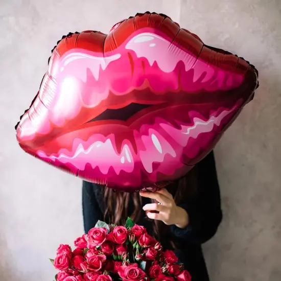 6 PCS Red Lip Balloon Set, Hot Pink Kiss Decorations {3}