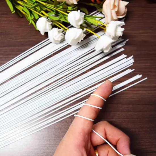 18 Gauge White Floral Stem Wire 16 inch, 50 PCS Per Pack {1}