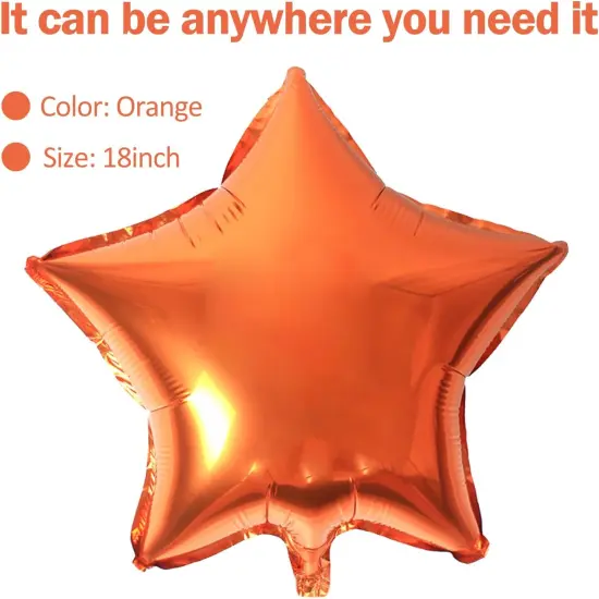 Star Shape Foil Balloons,18 Inch Star Shape Foil Mylar Balloons for Wedding Birthday Party Baby Shower Decoration (Orange,10psc) {2}