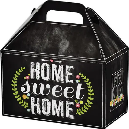 Pack/6: Chalkboard Home Sweet Home Gable Box - 8-1/2 x 5 x 5-1/2" {1}