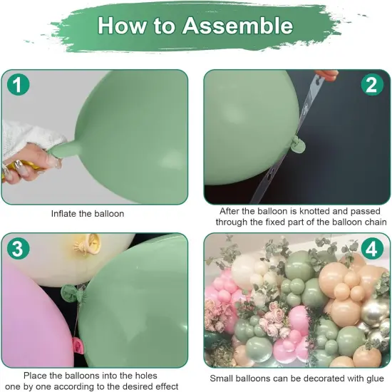 128Pcs Sage Green and Pink Balloon Arch Kit, Dusty Olive Green Blush Peach Beige Cream White Gold Latex Balloon Garland Kit {2}