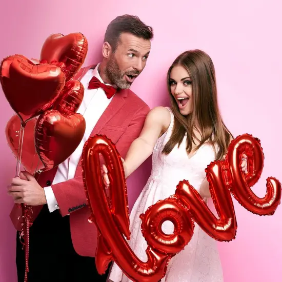 Red LOVE Foil Balloons and 18 Inch Red Heart Foil Balloons {2}