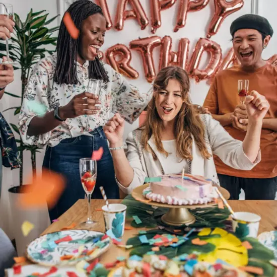 Birthday Party Decorations, Pink Set 15pcs - Happy Birthday Banner, Heart Star Balloons, Foil Confetti Balloons {5}