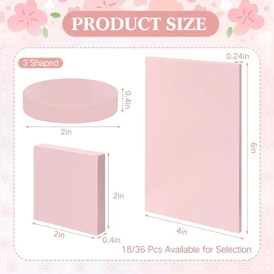 18 Pcs Rubber Stamp Carving Blocks Pink Soft Linoleum Blocks Round Square Rectangle Carving Kit for Stamp Soft Rubber Crafts and DIY Craft Project {2}