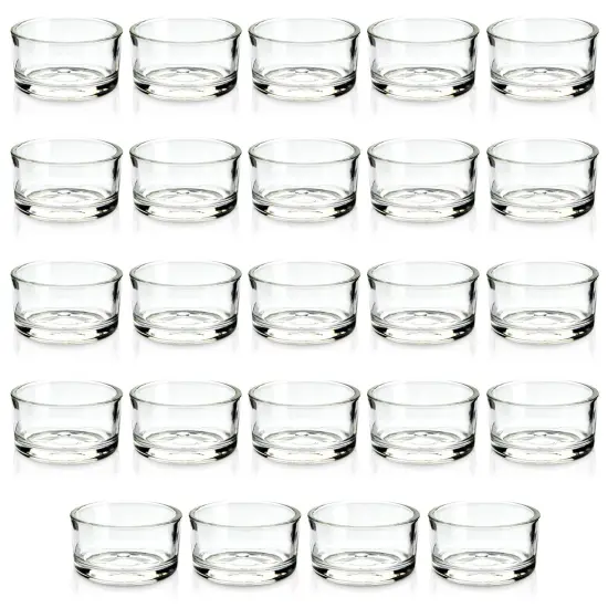 24 Pack Glass Tealight Candle Holders 1x2, for Weddings, Table Centerpieces, Parties, Home Decor Clear {1}