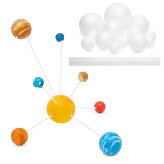 24 Piece DIY Solar System Model Kit with 14 White Foam Balls and 10 Bamboo Sticks for Science Projects {1}
