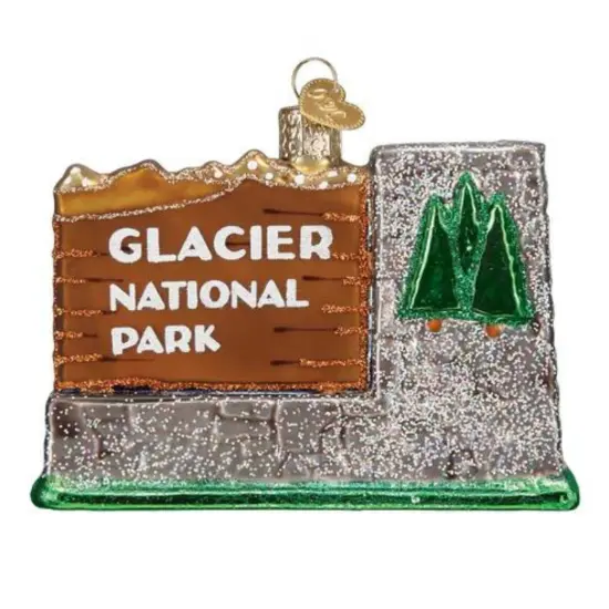 Old World Christmas 3.0 Inch Glacier National Park Christmas Tree Ornament , Montana Wildlife Lakes Brown {1}