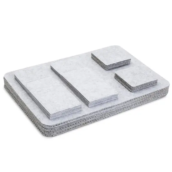 Felt Table Placemats Set of 8 for Dining Table and Kitchen Decor with Drink Coasters and Cutlery Pouches (Light Gray, 24 Pieces) Grey {7}