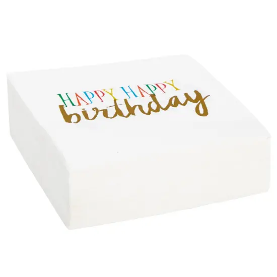 Happy Birthday Rainbow Party Supplies, Paper Napkins (5 x 5 In, White, 100 Pack) {7}