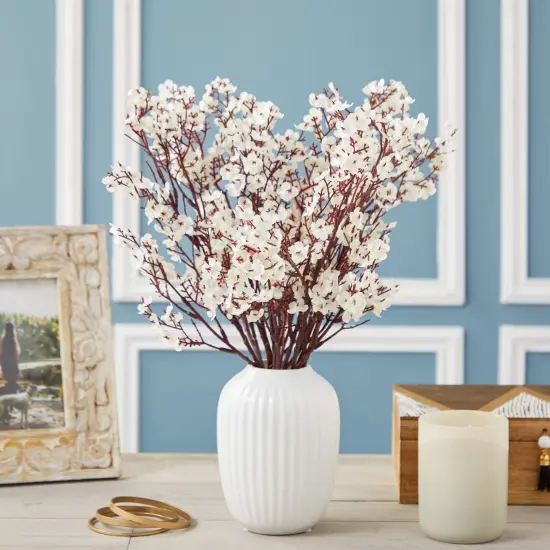 6 Pack Silk Artificial Baby's Breath Flowers with Stem, Babies Breath Faux Flower Bouquet, Fake Floral Arrangement for Table Centerpiece Decorations (20 in, White) {2}