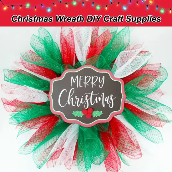 3 Rolls Mesh Ribbon for Wreaths, 6 Inch x 30 Feet Each Roll Red Green White Poly Deco Mesh Rolls, Christmas Ribbon for Wreaths, Swags and Christmas Tree Decoration {5}