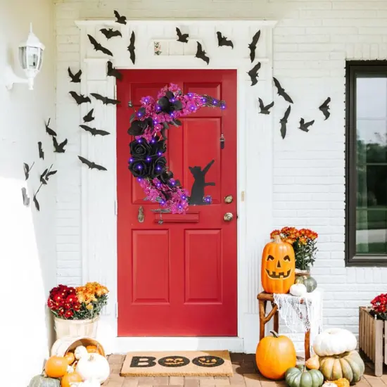 Halloween Black Moon Cat Wreath Signs {3}