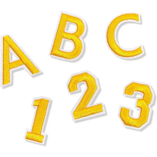 Gold Alphabet Letter and Number Iron On Patches for Clothing (82 Pieces) {5}