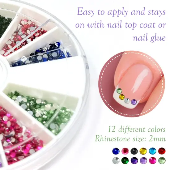 Wrapables Rhinestones 2400 Piece 12 Color Nail Art Nailart Manicure Wheels {2}