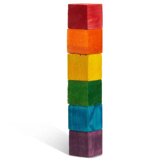 100-Piece Wooden Blocks for Crafts, Colorful Small Cubes (6 Colors, 0.6 In) Multicolor {6}