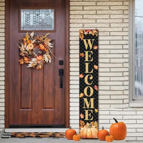Farmhouse Fall Wooden Welcome (Black) {4}