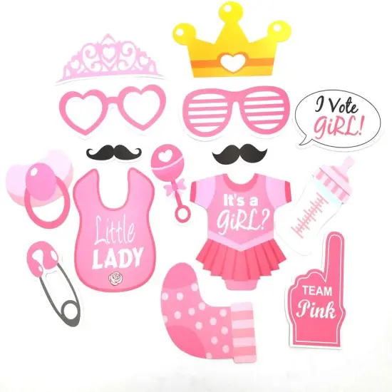 Baby Photo Booth Props Gender Reveal Party Boy or Girl Shower Birthday Party {3}