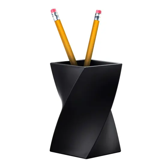 Stylish Wave Pen Holder, Soft Touch Pencil Cup Stationery Desk Organizer, Black {1}