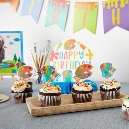 59 Piece Art Birthday Party Decorations Kit with Balloons, Banner, Swirl Cutouts, Honeycomb Table Centerpieces Multicolor {2}