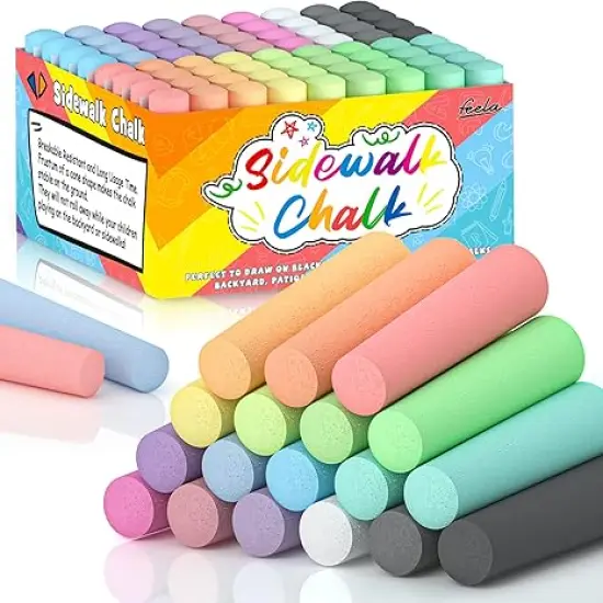 Sidewalk Chalk, 72 Pack Jumbo Sidewalk Chalk Bulk For Kids, Non-Toxic Outdoor Chalk Set For School Blackboard Playground, 18 Colors {1}