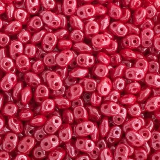 Matubo 2-Hole Czech Glass Opaque Luster Superduo Beads, 100g Coral White {1}