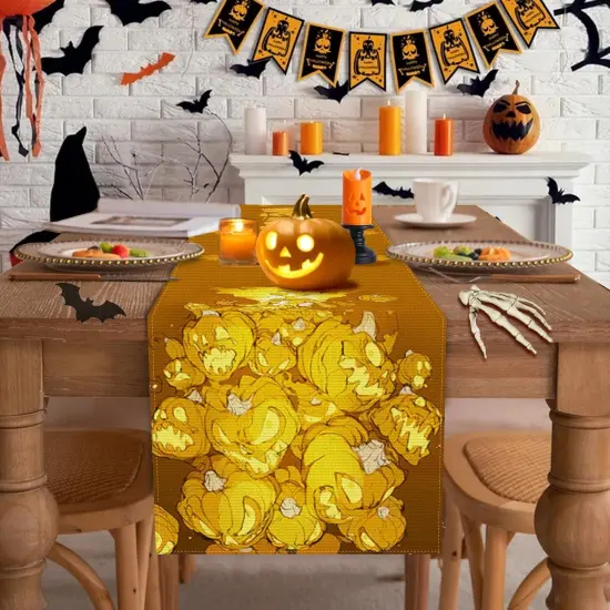 Pumpkin Orange Halloween Table Runner, (13x72 Inches) {2}
