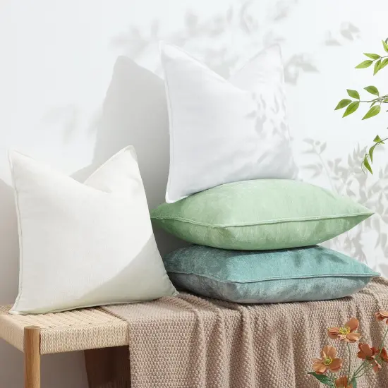 Couch Throw Pillow Covers 18x18 Set of 2, Decorative Soft Chenille Pillow Covers with Elegant Design {5}
