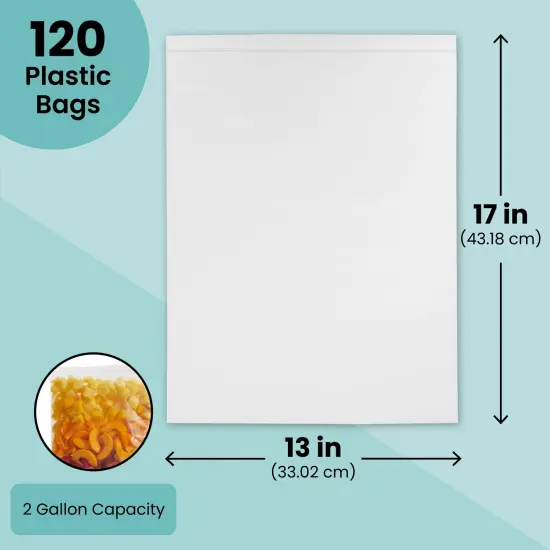 120-Pack Large Clear Plastic Self-Sealing 2 Gallon Storage Bags with Resealable Zip Top Lock for Travel, Food, Freezer, Packaging, Shipping, Home Organization (2mil, 17x13 In) {4}