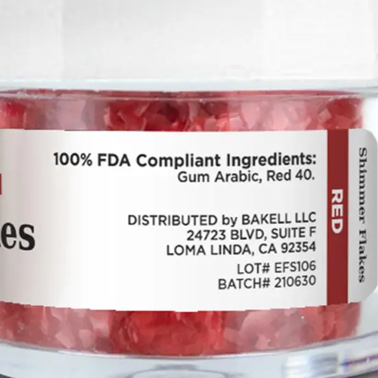 Red Edible Shimmer Flakes 4 Gram Jar {6}