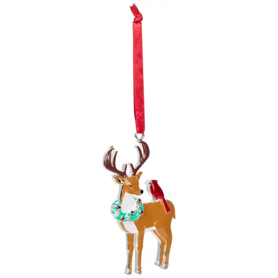 Northlight Reindeer with Cardinal and Wreath Christmas Ornament - 4" Brown {5}