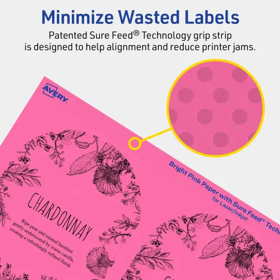 Avery Bright Pink Paper Labels, 4.75" x 3.5" Arched {4}